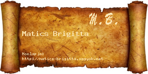 Matics Brigitta névjegykártya